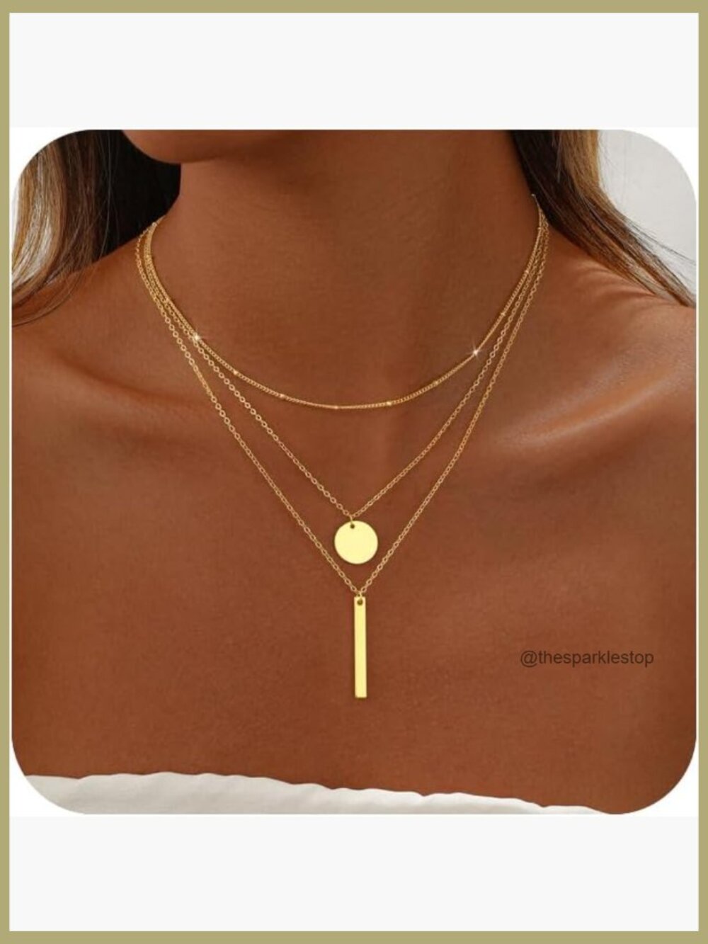 14K Gold Plated Layered Cross Bar Necklace Set Non Tarnish Jewelry for Women